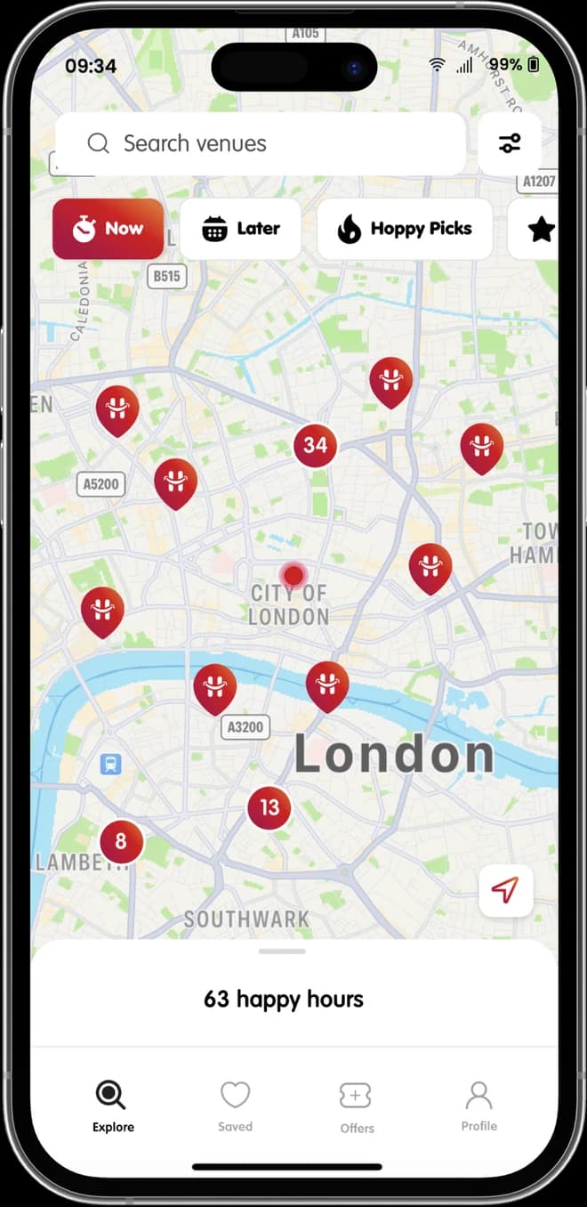 Map of happy hours near you